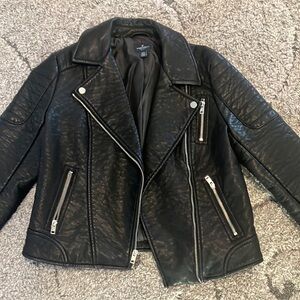 American Eagle Outfitters Black Leather Moto Jacket Asymmetrical Design
